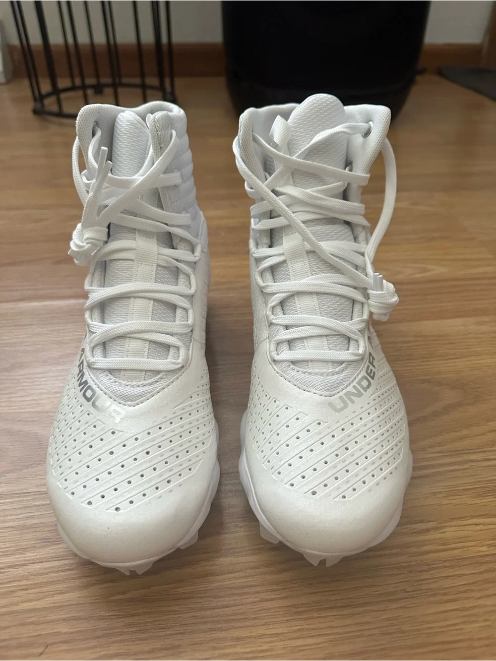 Under Armour Kids White High-Top Cleats